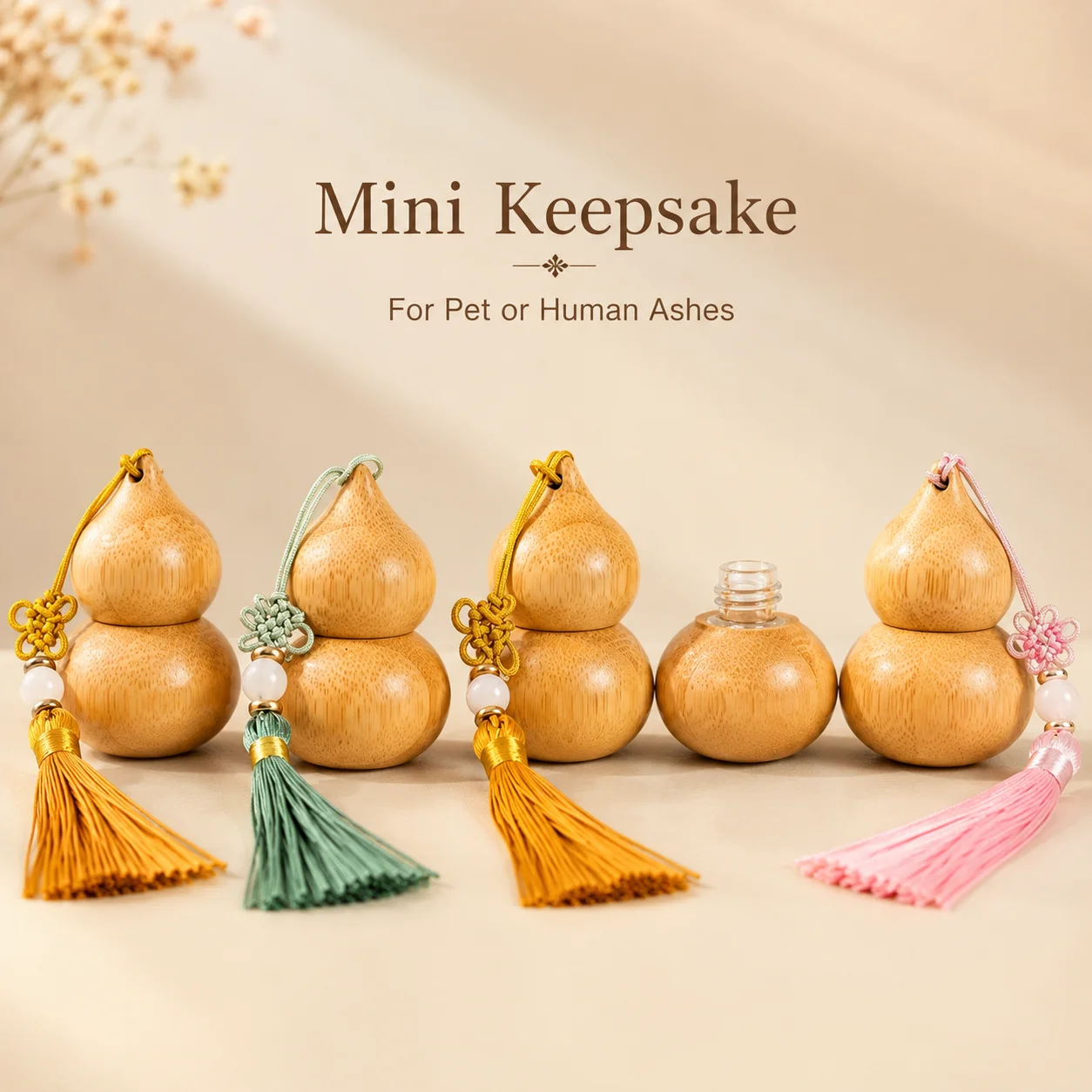 G20 Small Bamboo Gourd Keepsake Urn For Human  Pet Ashes Hair Teeth Portable Pocket Memorial Ashes Jar With Decorative Tassel