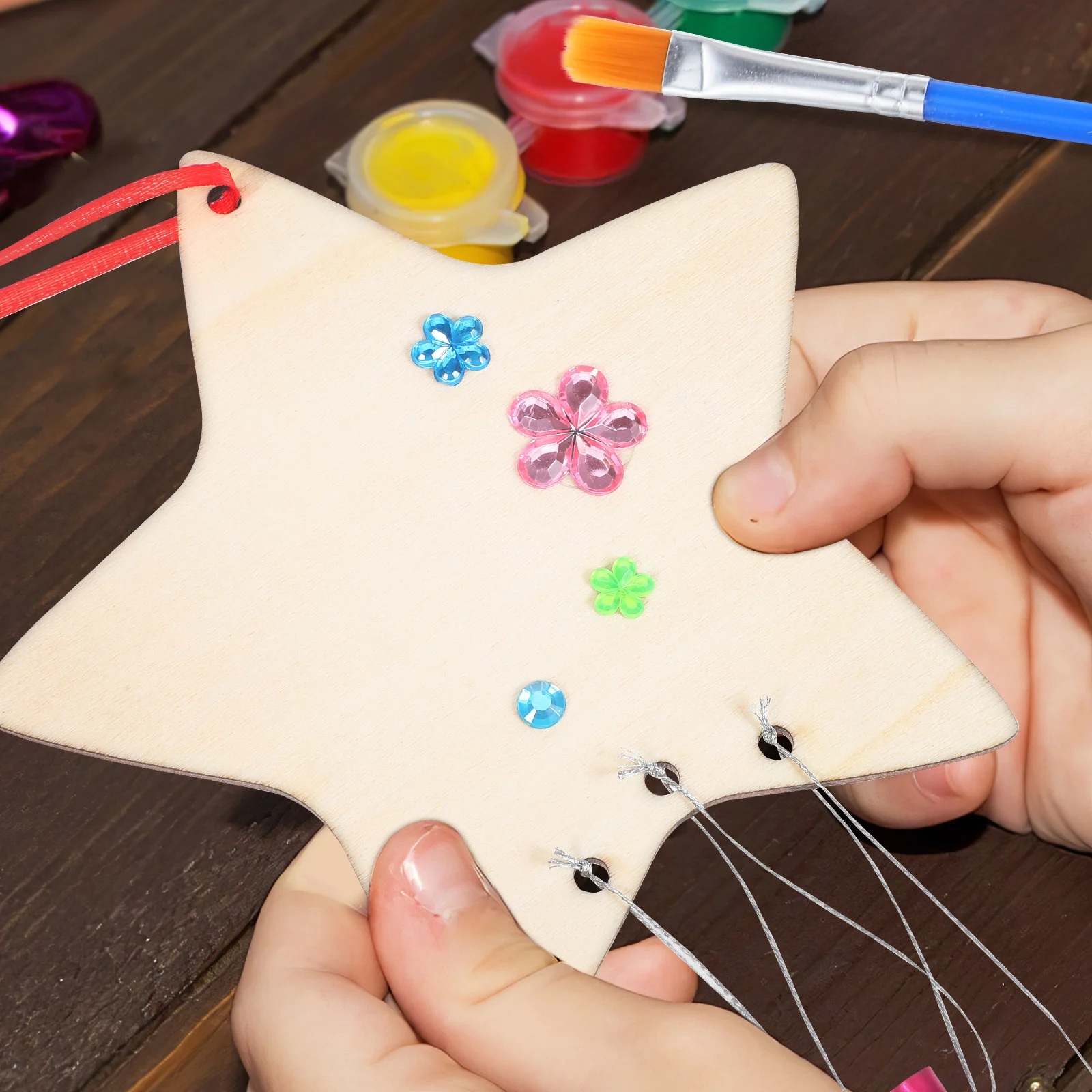 

Wooden Star Wind Chime Set DIY Crafts Kits Sturdy Handmade Outdoor Indoor Garden Pendant Accessories Kids Wood Craft