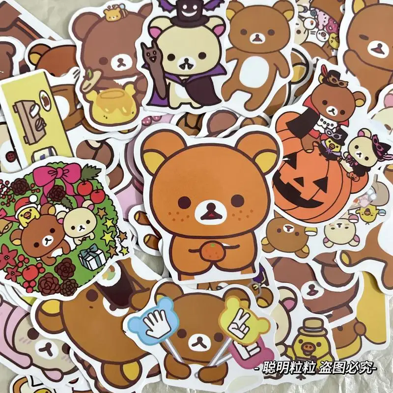 Kawaii Rilakkuma Stickers Cartoon Small Pattern Cute Good Looking Student Hand Account Decoration Room Stickers Accessories Gift