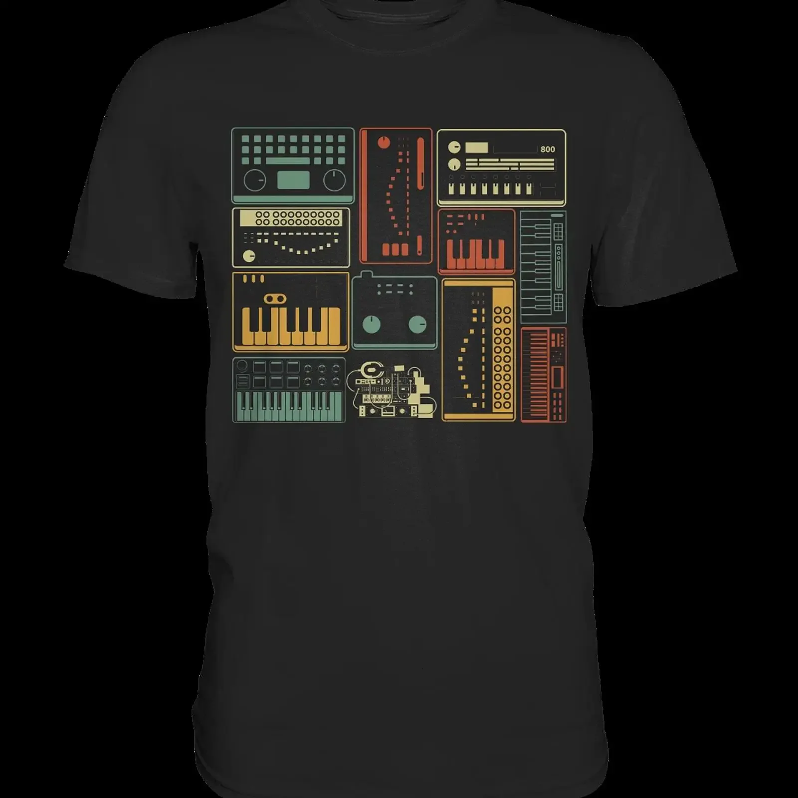 Analoger modularer Synthesizer Musiker Keyboard T Shirt vintage Washed streetwear homme Soft Casual Breathable Unisex Stretched