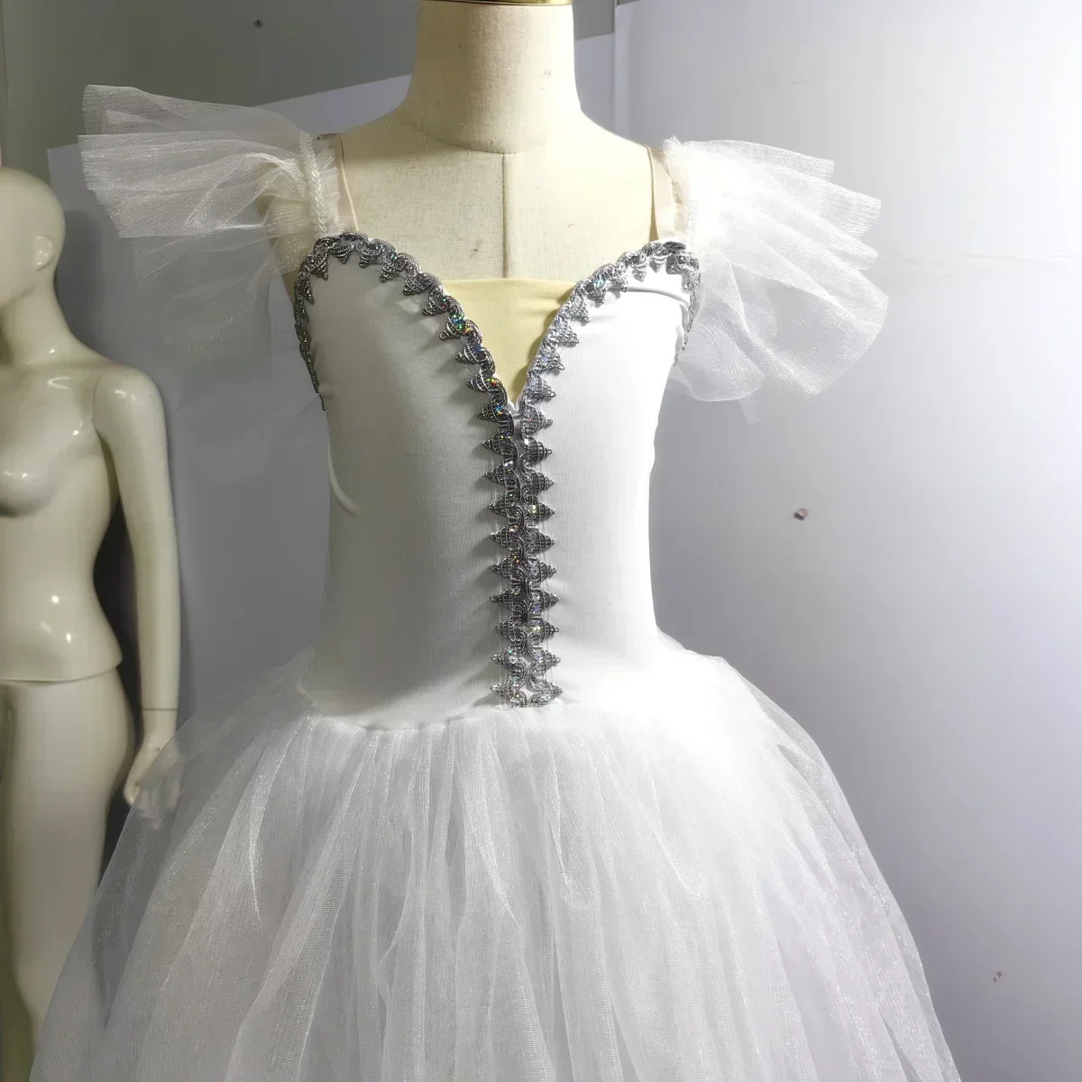 어린이를위한 성인 전문 댄스 스커트 롱 드레스를위한 화이트 발레 투투 스커트 댄스 의상