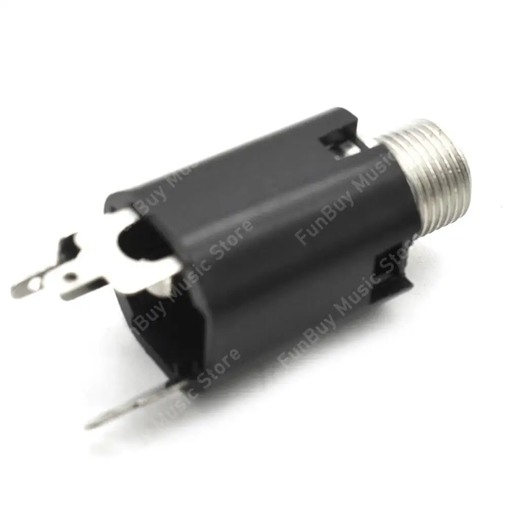 Guitar Endpin Jack 6.35mm Plug Sockets Threaded Cycinder Guitarra Pickup Endpin Output Jack with Brass Endpin Cover Dropship