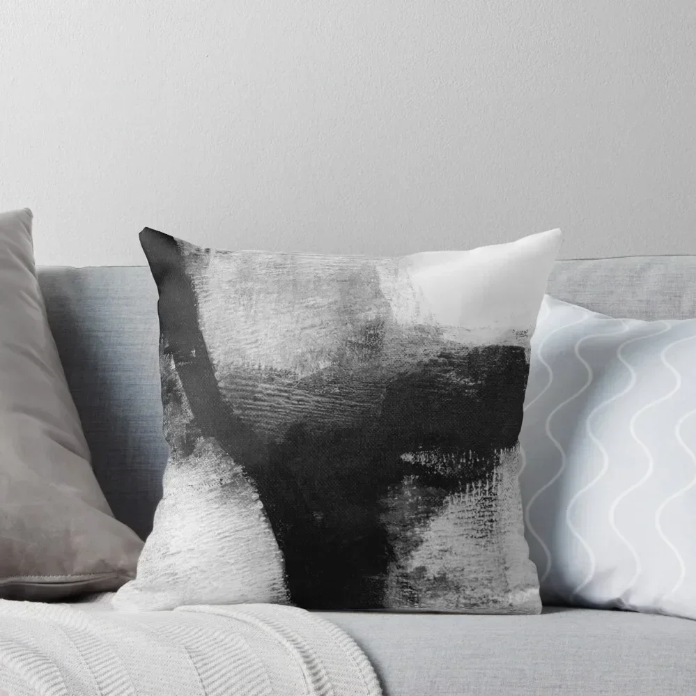 

Contemporary Black and White Abstract Painting - Delve 1 Throw Pillow New year Custom Cushion Marble Cushion Cover pillow