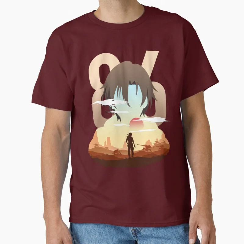 86 Eighty Six Landscape Science Fiction Light Novel Anime t shirt  for men 100% cotton Large size tops S-6XL Manga Gift Tshirt