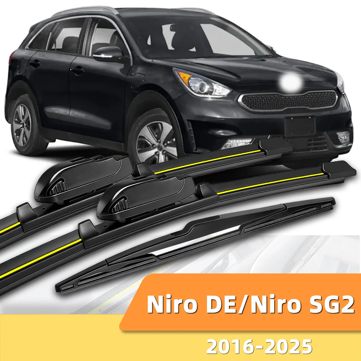 Geeignet für KIA Niro DE/Niro SG2 2016-2025 Front- und Heckscheibenwischer, langlebiges Zubehör für Autoscheiben 2018 2022.