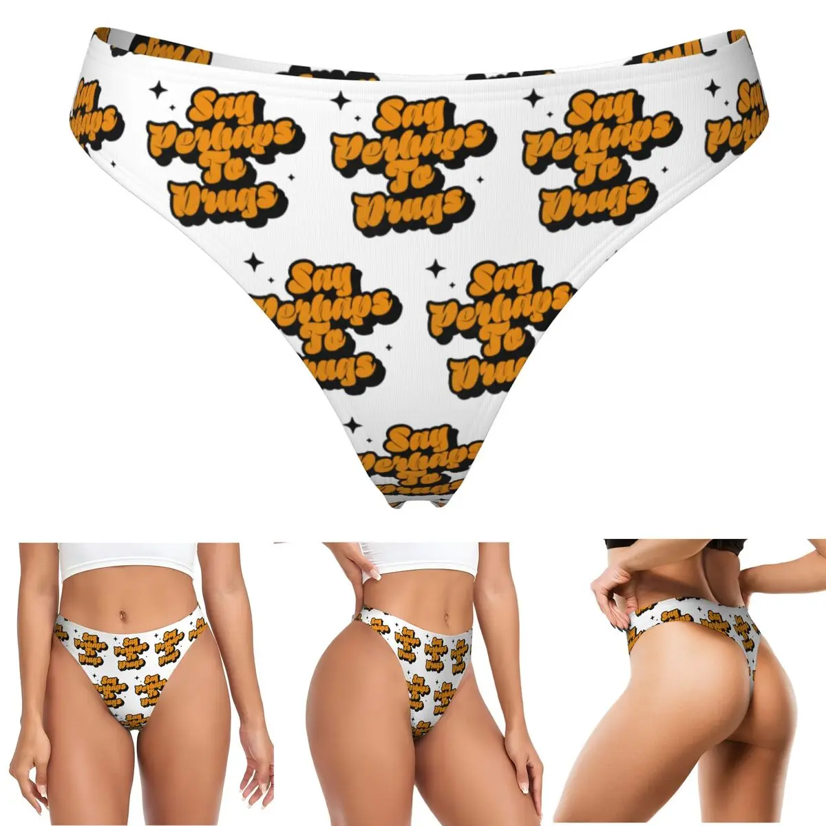 calcinhas-g-string-personalizadas-com-estampa-'diga-sim-aos-drogas'-respiraveis-elasticas-e-confortaveis-para-mulheres