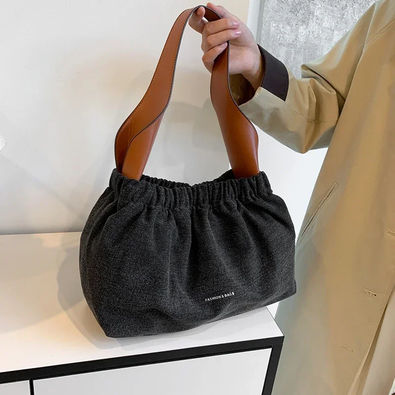 Sac fourre-tout doux en tissu denim de grande capacité, sacs initiés sous les bras polyvalents, fil à coudre, loisirs et mode, haute qualité, nouveau, 2024