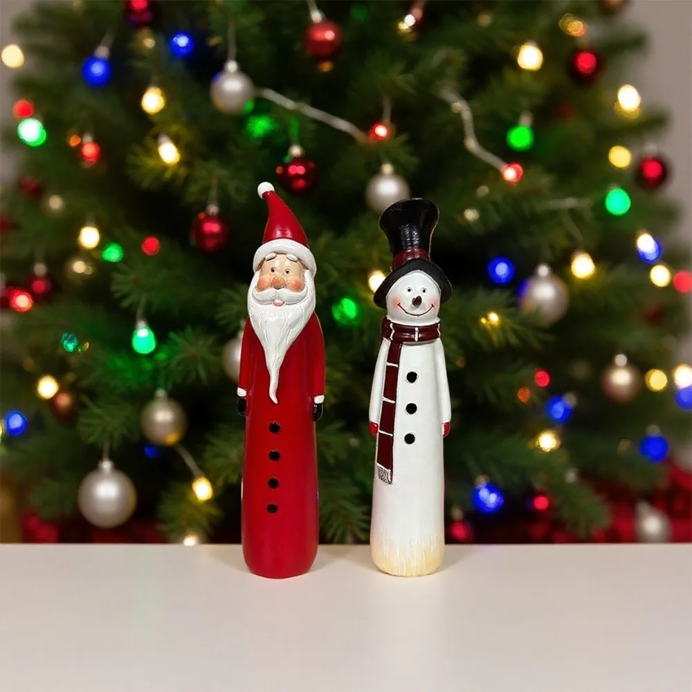 Resin Santa Claus Snowman Sculpture Creative Exquisite Snowman Figurine Durable X-mas Modern Santa Claus Statue Mantle Display