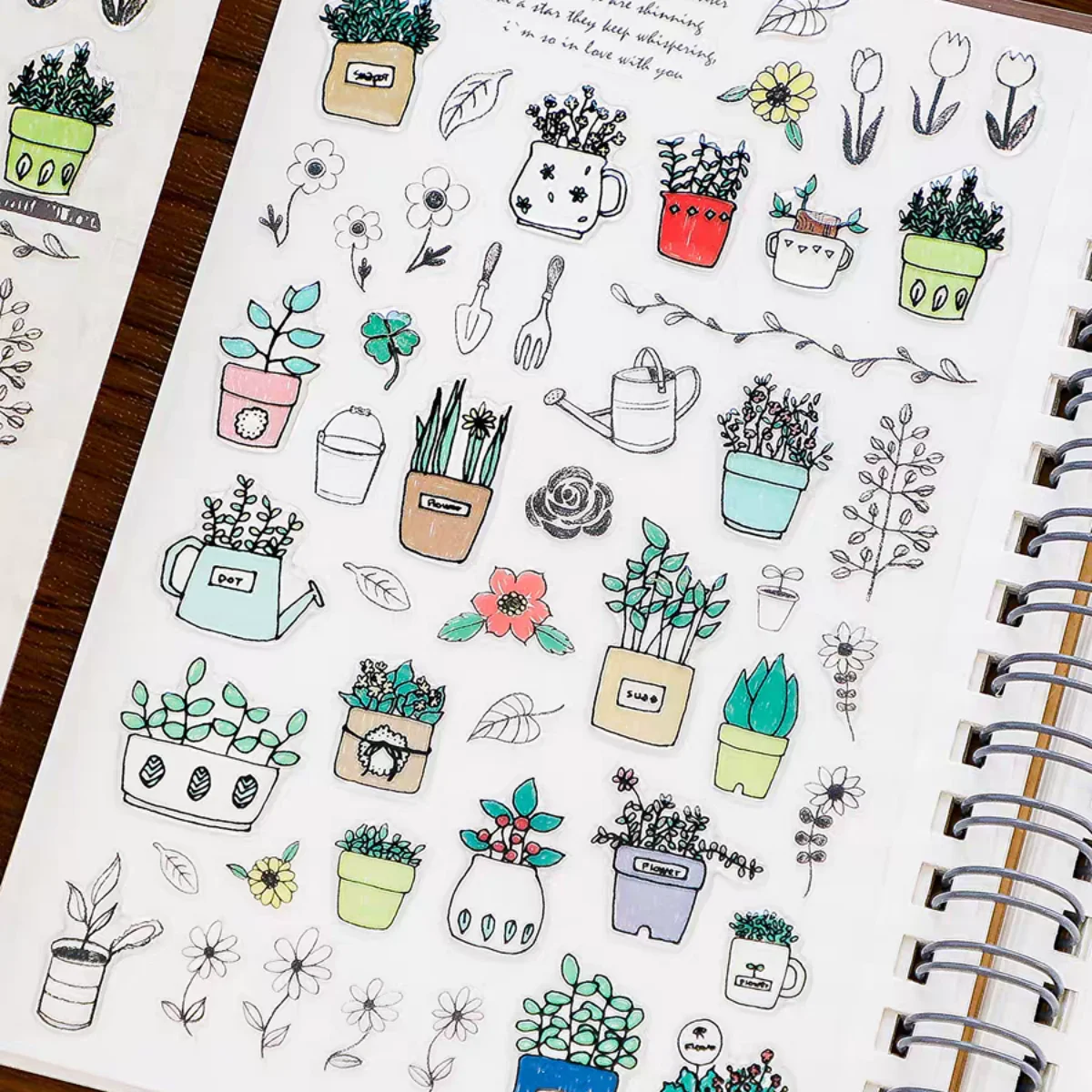 Koreańskie naklejki PVC Suatelier z roślinami doniczkowymi do scrapbookingu DIY, pamiętnika podróżnego, artykuły papiernicze, przybory szkolne. — zdjęcie 4
