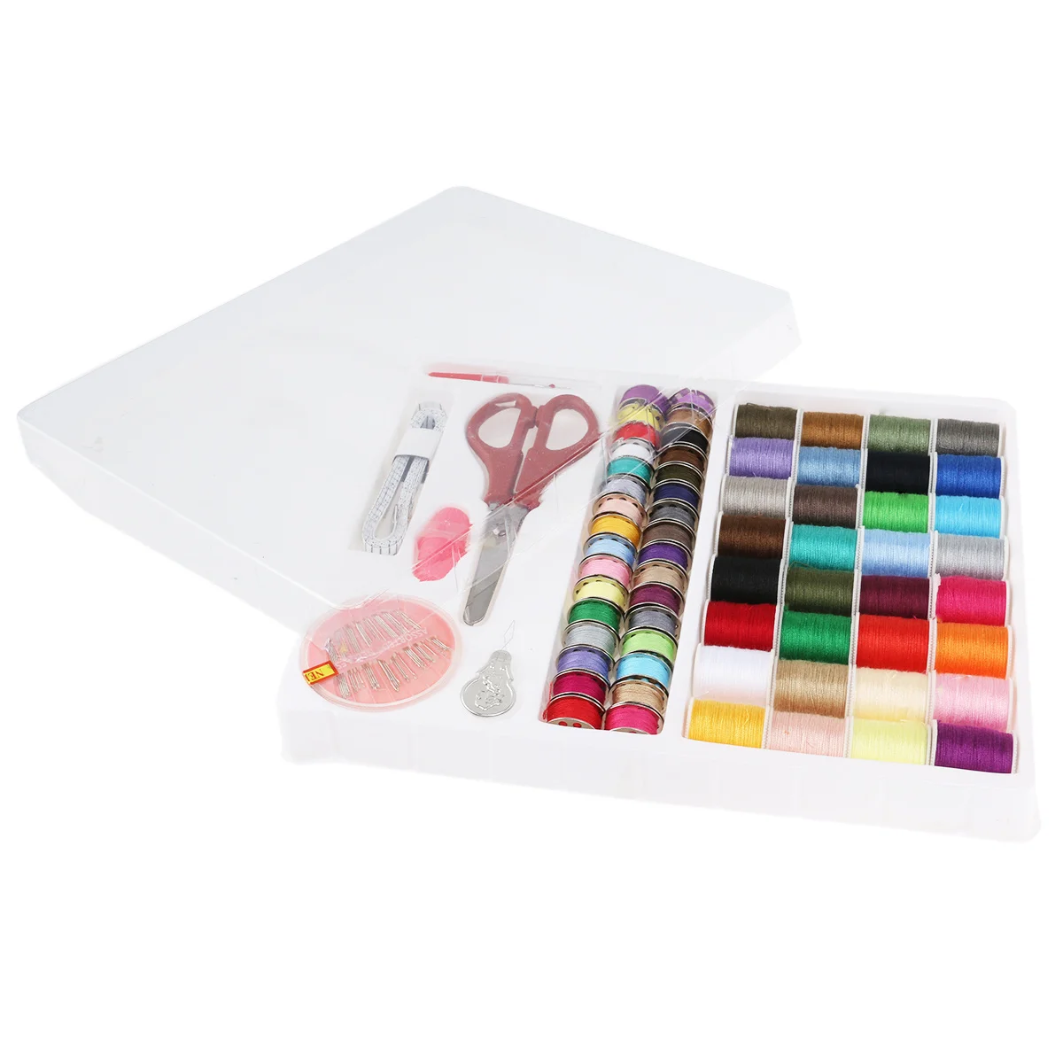 

100pcs Sewing Kit Needlework Box 100-In-1 Sewing Tools Set For Home Travel Includes Threads Needles Scissors Measuring Tape Seam