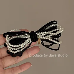 Exquisite French pearl velvet bow hairpin Light luxury high-end fairy temperament retro hairpin