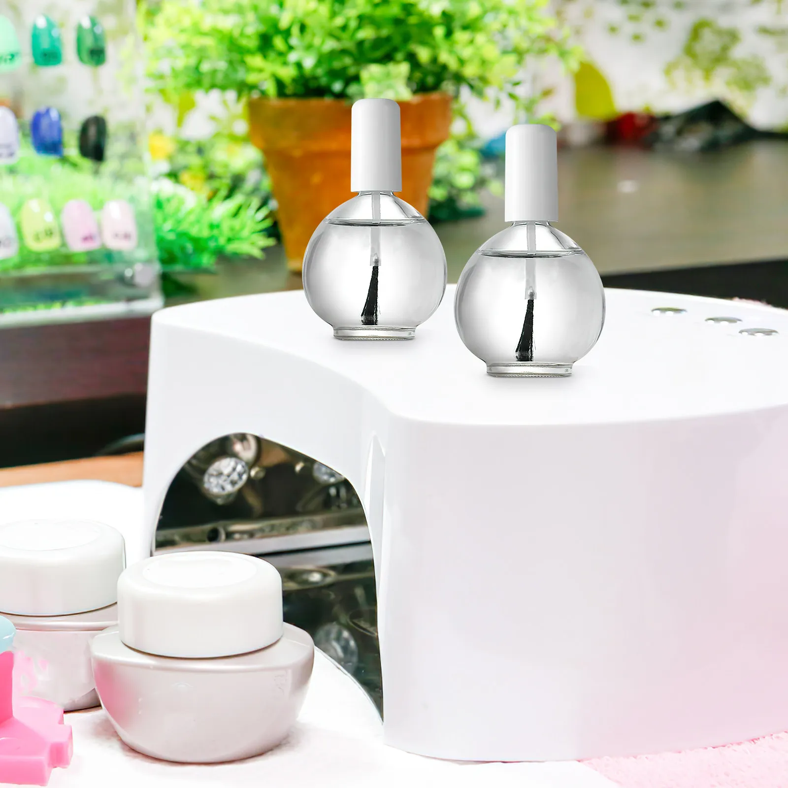 5pcs Refillable Glass Nail Polish Bottles – Leak-Proof, Travel-Friendly with Brush Lid
