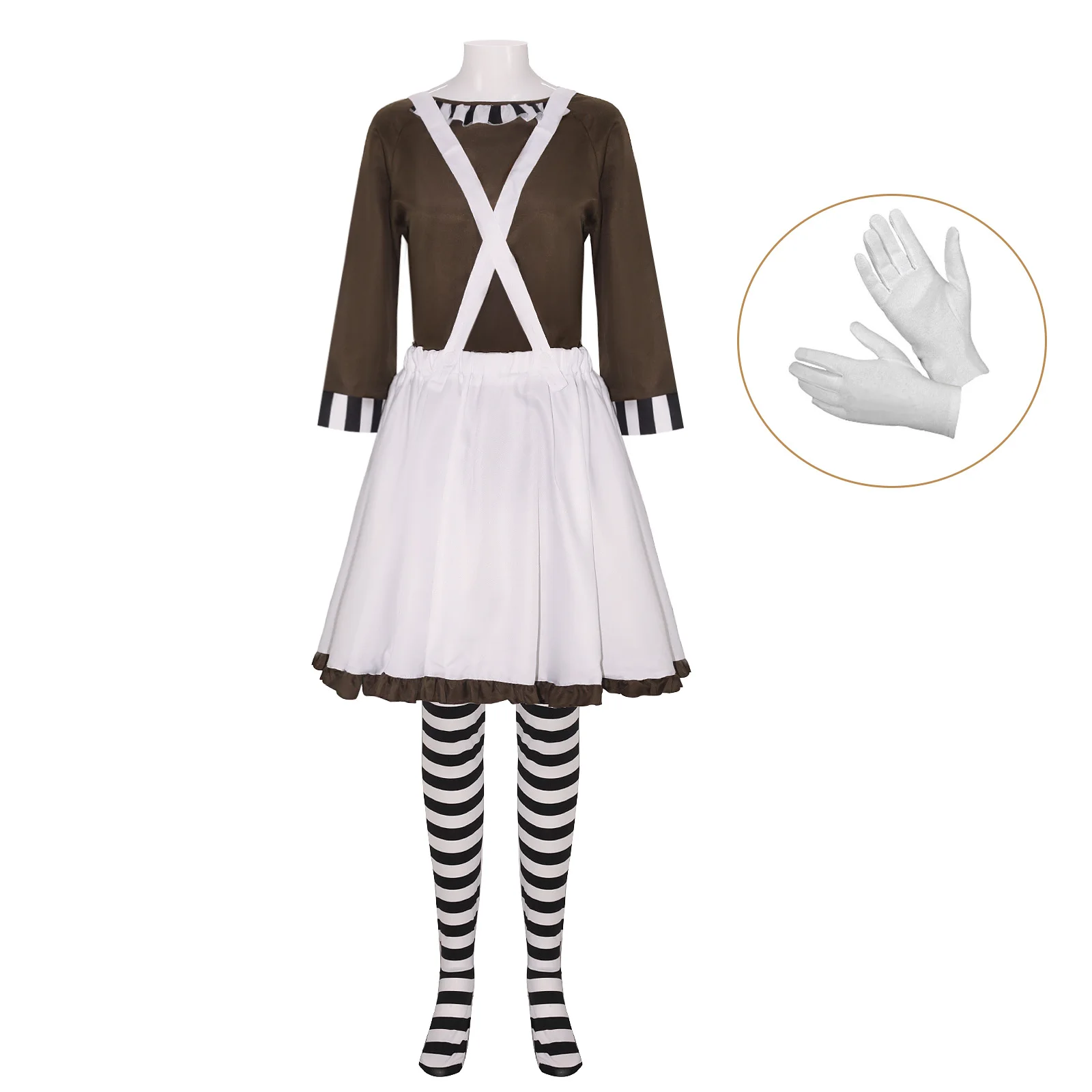 Charlie chocolat usine Oompa Loompa Cosplay Costume haut salopette ensemble robe pour femmes hommes enfants filles garçons Halloween Costumes