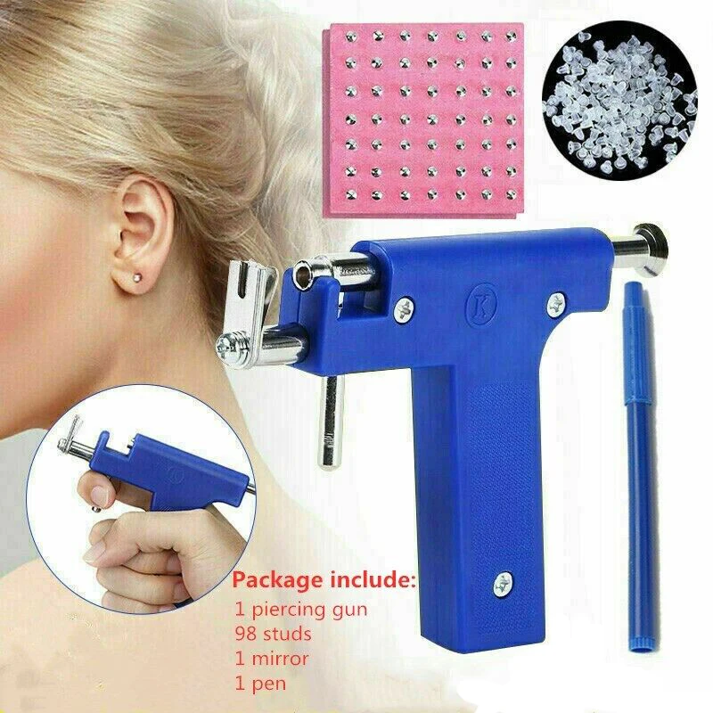 1 مجموعة المهنية ثقب الأذن بندقية أداة مجموعة المهنية ثقب الأذن بندقية أداة مجموعة EarStuds الصلب الأذن الأنف السرة ثقب الجسم