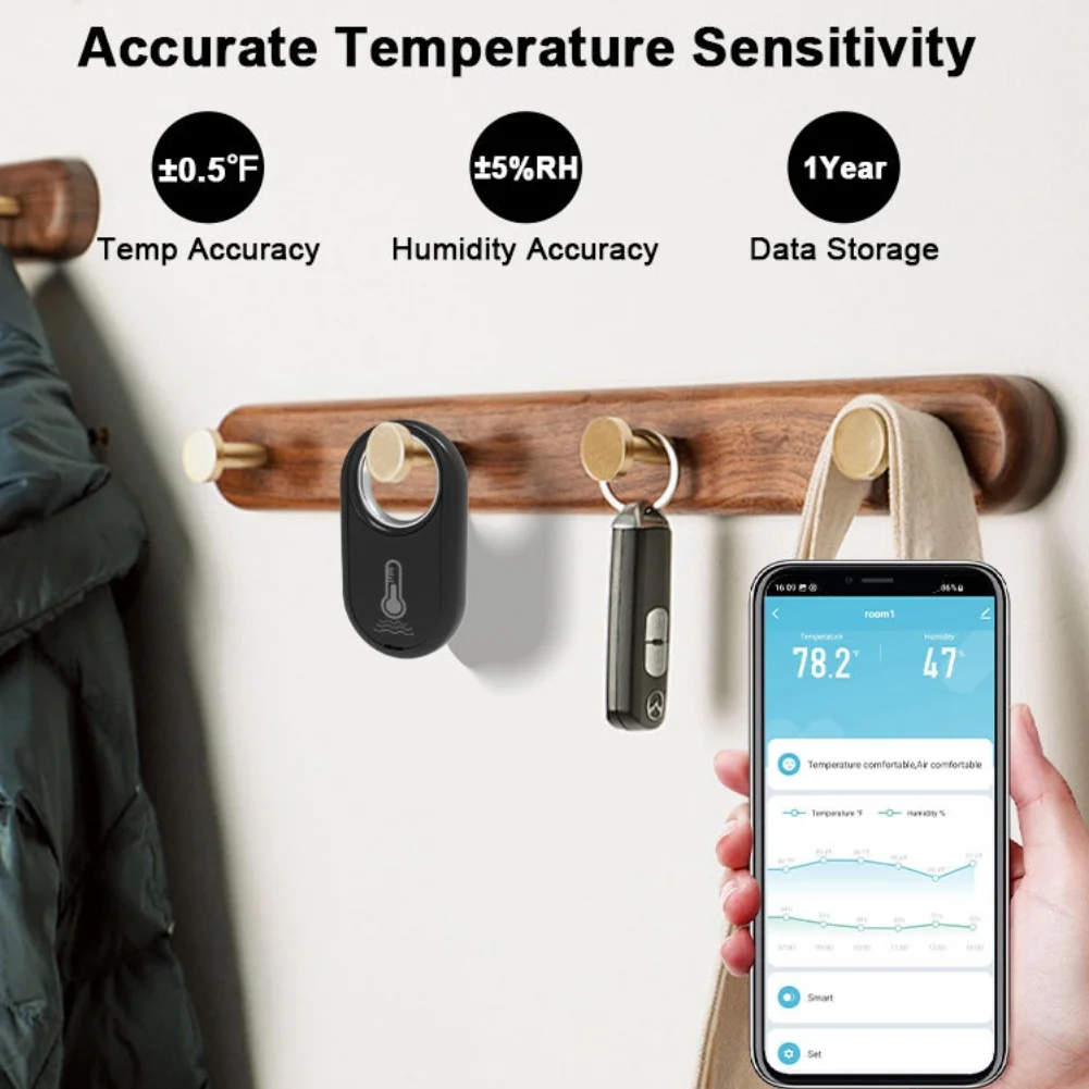 Para bodega Mini Sensor interior Monitor de humedad inteligente Diseño compacto portátil Rango de temperatura -100 a 60