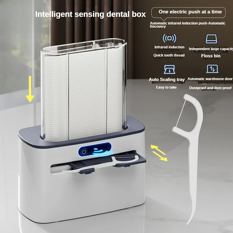 Intelligent Sensor Floss Holder Automatic Pop Up Electric Floss Stick Storage Home Restaurant Hotel Box Flosser Floss Dispenser