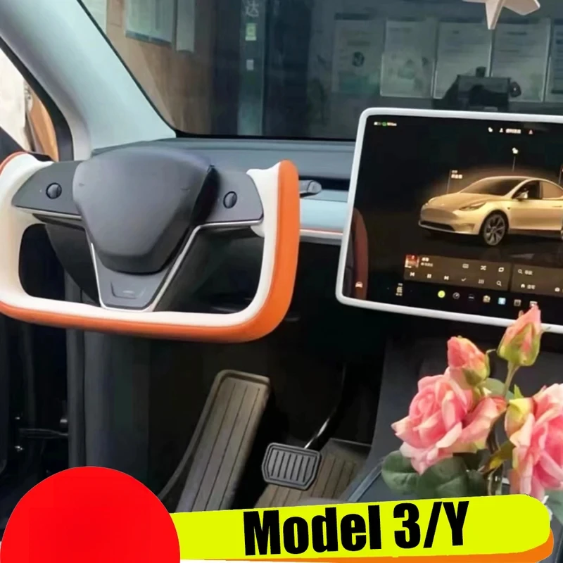 RWD Model Y 2024 For  Steering Wheel Model-X-Style Handle Leather Car Steering Wheel For  Model 3 Racing