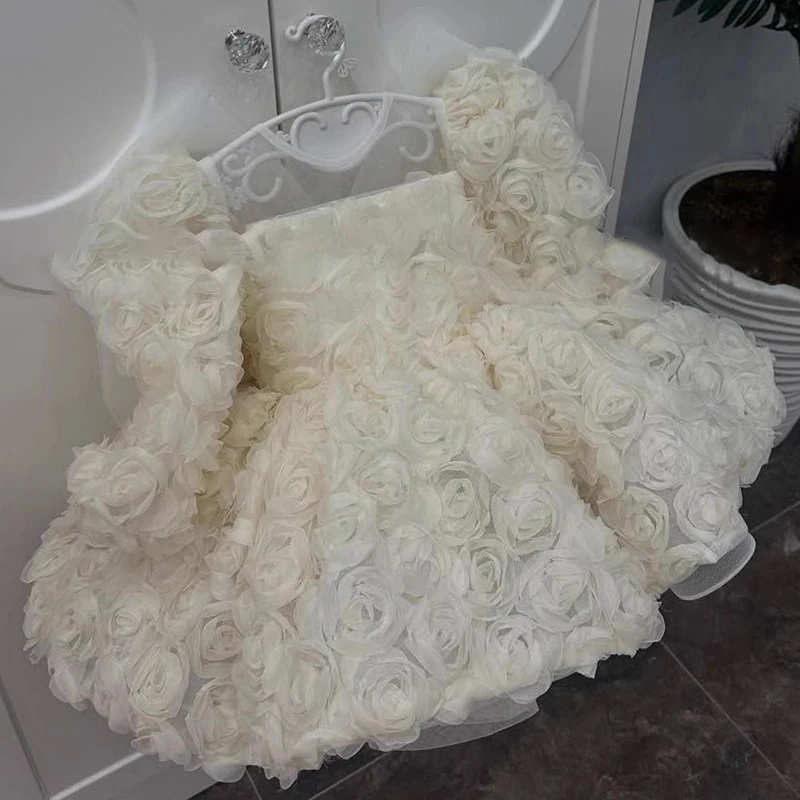 

Baby girls party dresses pink elegant kids beauty pageant clothing gorgeous Baby girl one-piece dress puff children's clothing