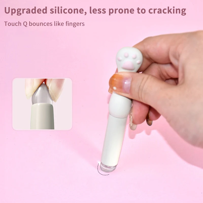 Silikonowy pędzel do ust w kształcie kociej łapki z osłonką, skośne pędzle do korektora, balsam do ust, błyszczyk, skośne pędzle do korektora, pędzle do makijażu.