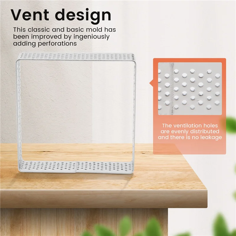 AF93-حلقات تورتة مثقوبة من الفولاذ المقاوم للصدأ، قوالب تارتليت مربعة الشكل، أداة خبز المعجنات الفرنسية، 5 عبوات