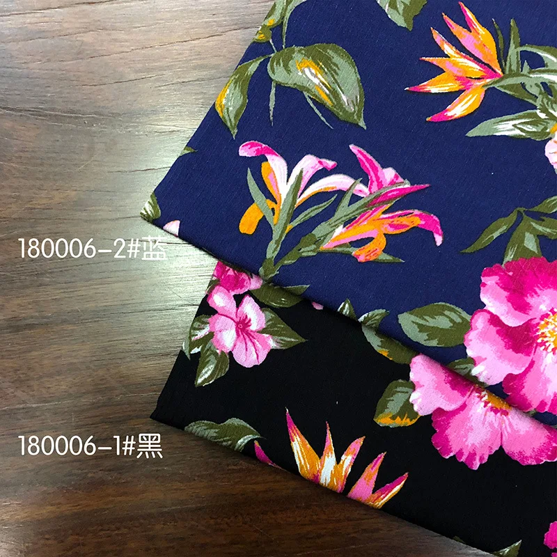 100cm*145cm Reactive Print Flower Rayon Fabric Soft Viscose Material For Dress Shirt - Non-Stretch Fabric