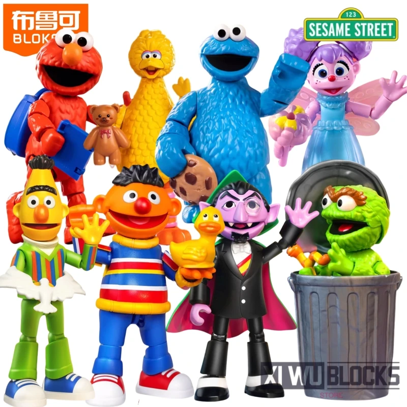 

BLOKEES Building Block Кукла Улица Сезам Волшебное издание ELMO ERNIE COOKIE MONSTER Подвижная мозаика Игрушка Модель Украшения Подарок