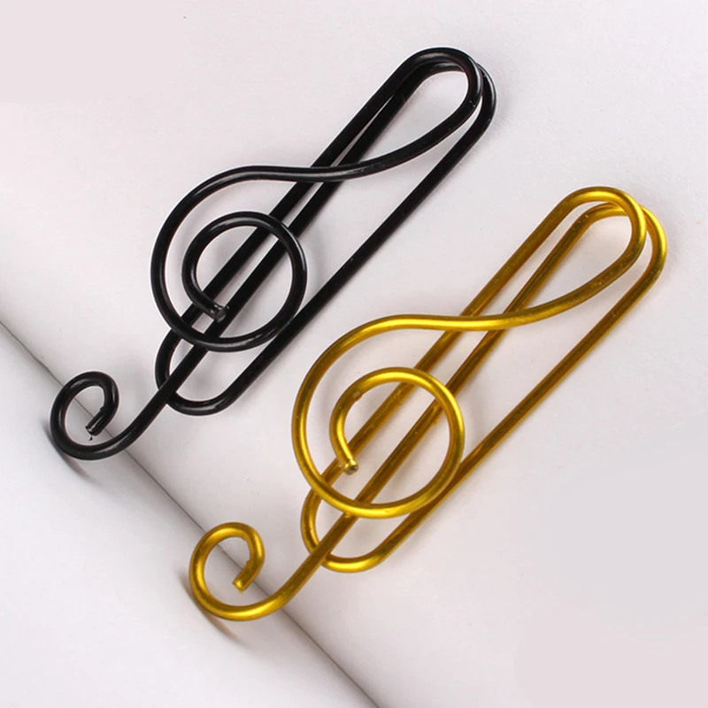 Mini Clip decorativo para libros, suministros de papelería de oficina, 40/20 piezas, negro, dorado, con forma de nota musical