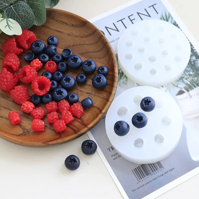 2/1PC Silicone Mold 3D Blueberry Raspberry Shaped Simulation Fruit Candle Fondant Mold DIY Chocolate Baking Mold Cake Decor Tool