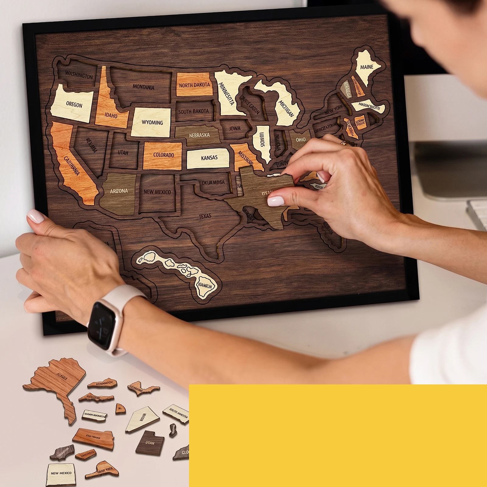 USA Travel Map Multi-Purpose Landmarks Cork Travel Map Interactive Geography Learning Toy for Couples And Families Gift