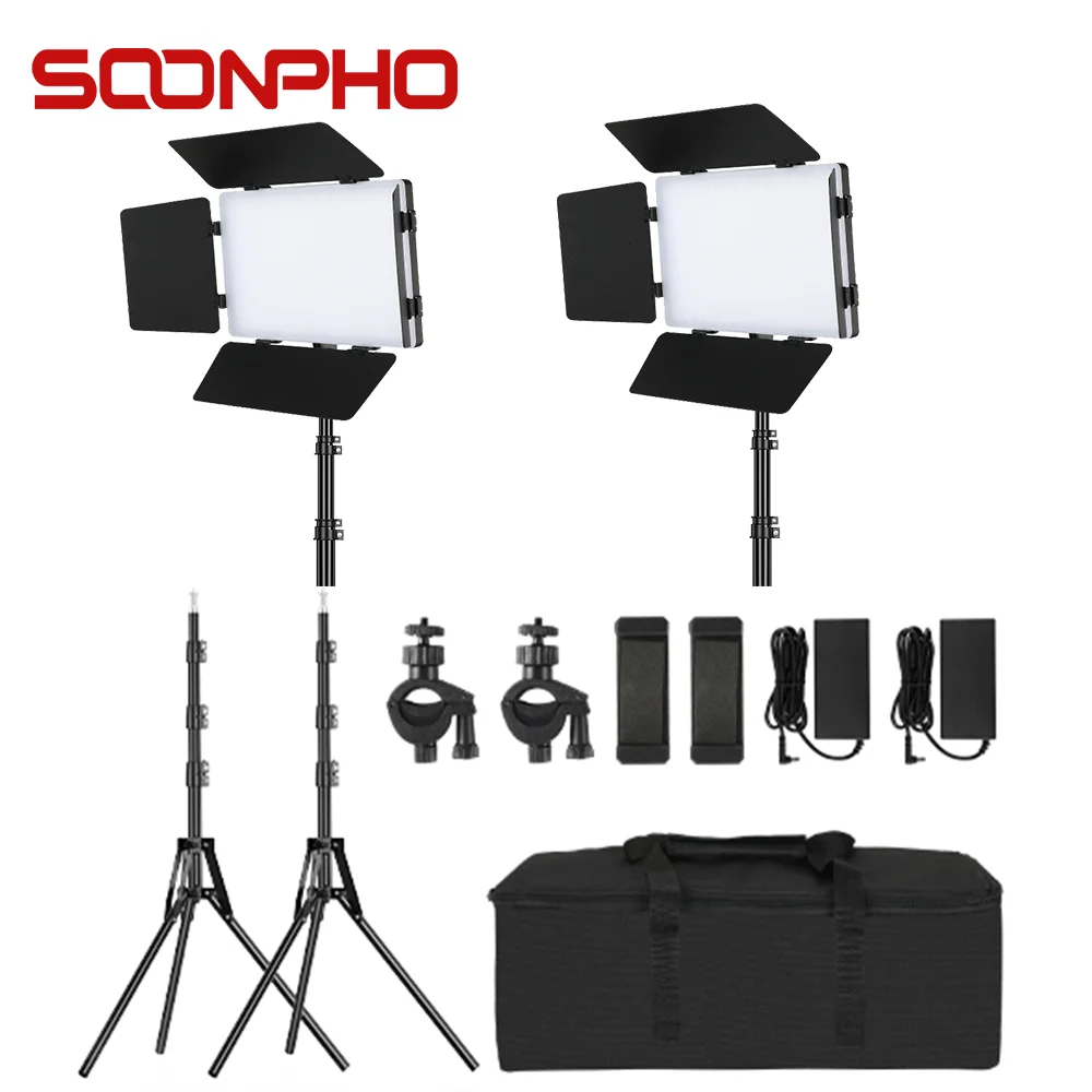 

Soonpho S20 Double Fill Light Live Shooting Bi-color Lighting Studio High Brightness Soft Light Video Lights with 63inch Tripod