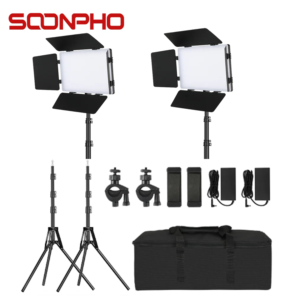 Soonpho S20 Double Fill Light Live Shooting Bi-color Lighting Studio High Brightness Soft Light Video Lights with 63inch Tripod