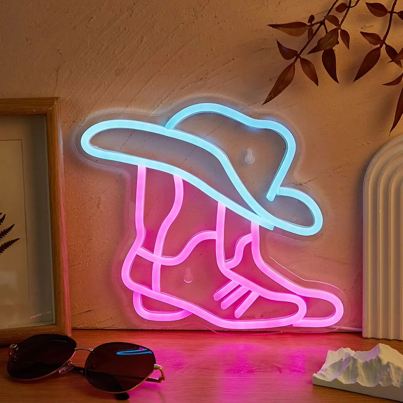 Chi-buy LED Neon cowboy boots USB Powered Neon Signs Night Light 3D Wall Art & Game Room Bedroom Party Decor Lamp Signs