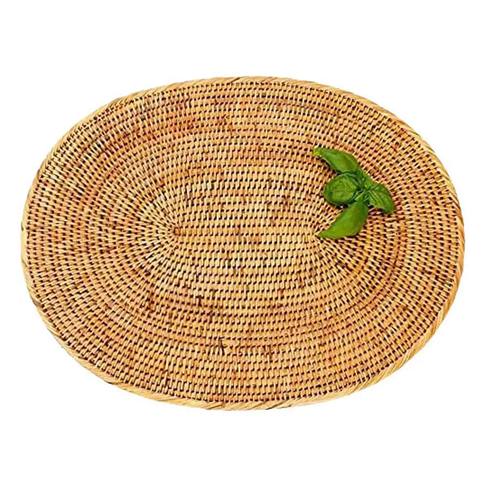 ABMS-4 Pcs Oval Rattan Placemat,Natural Rattan Hand-Woven,Tea Ceremony Accessories,Suitable For Dining Room, Kitchen,Etc