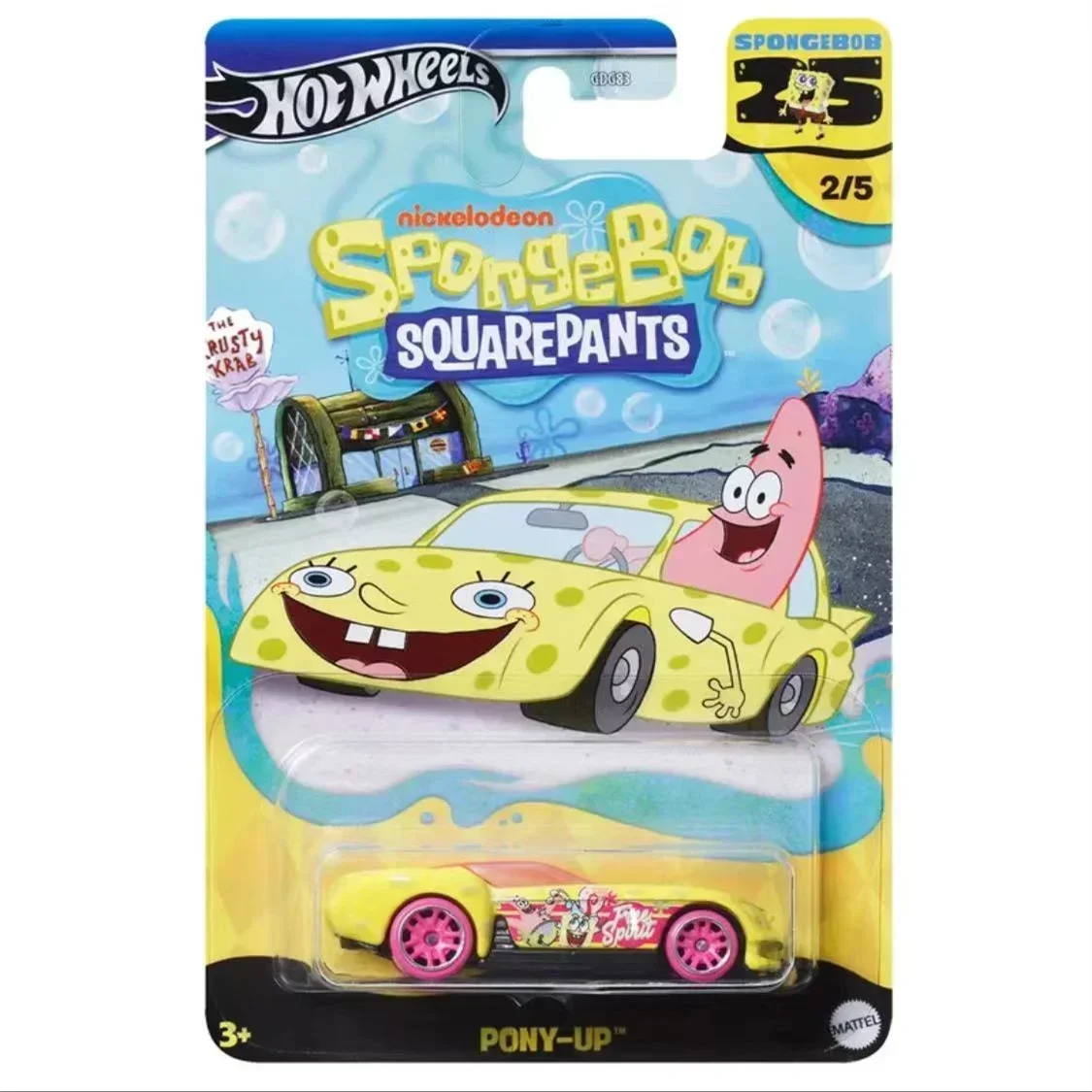 Original Mattel Hot Wheels Car 1/64 Diecast SpongeBob SquarePants Series Quick Delivery Second Wind Voiture Toys for Boys Gift