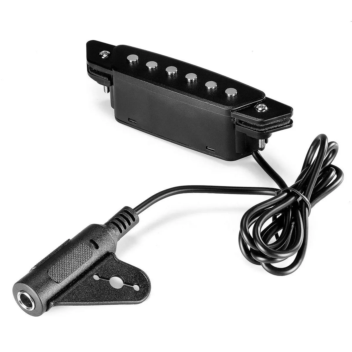 -85 Black 6 Hole Soundhole Pickup with Active Power Strap End-Pin for Acoustic Guitar