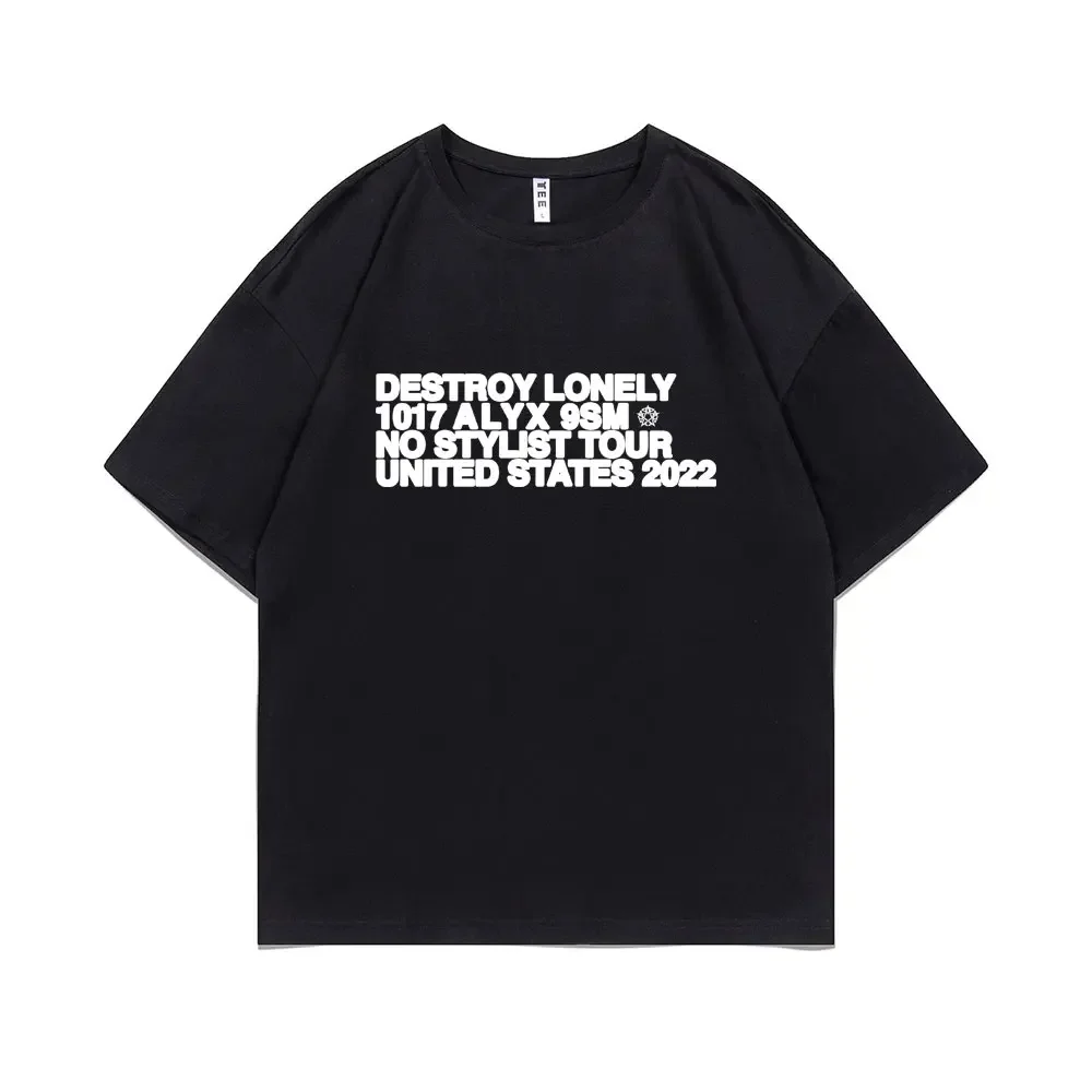 

Rapper Destroy Lonely Alyx Print Tshirt Mens Oversized Cotton Short Sleeve Tees Men Hip Hop Rap Style T-shirt Man Street T Shirt