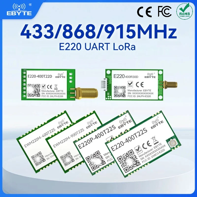 LLCC68 LoRa Module UART 433MHz 868MHz 915MHz 22/30dBm Long Range Stamp Hole WOR EBYTE E220-T Series Transmitter Receiver