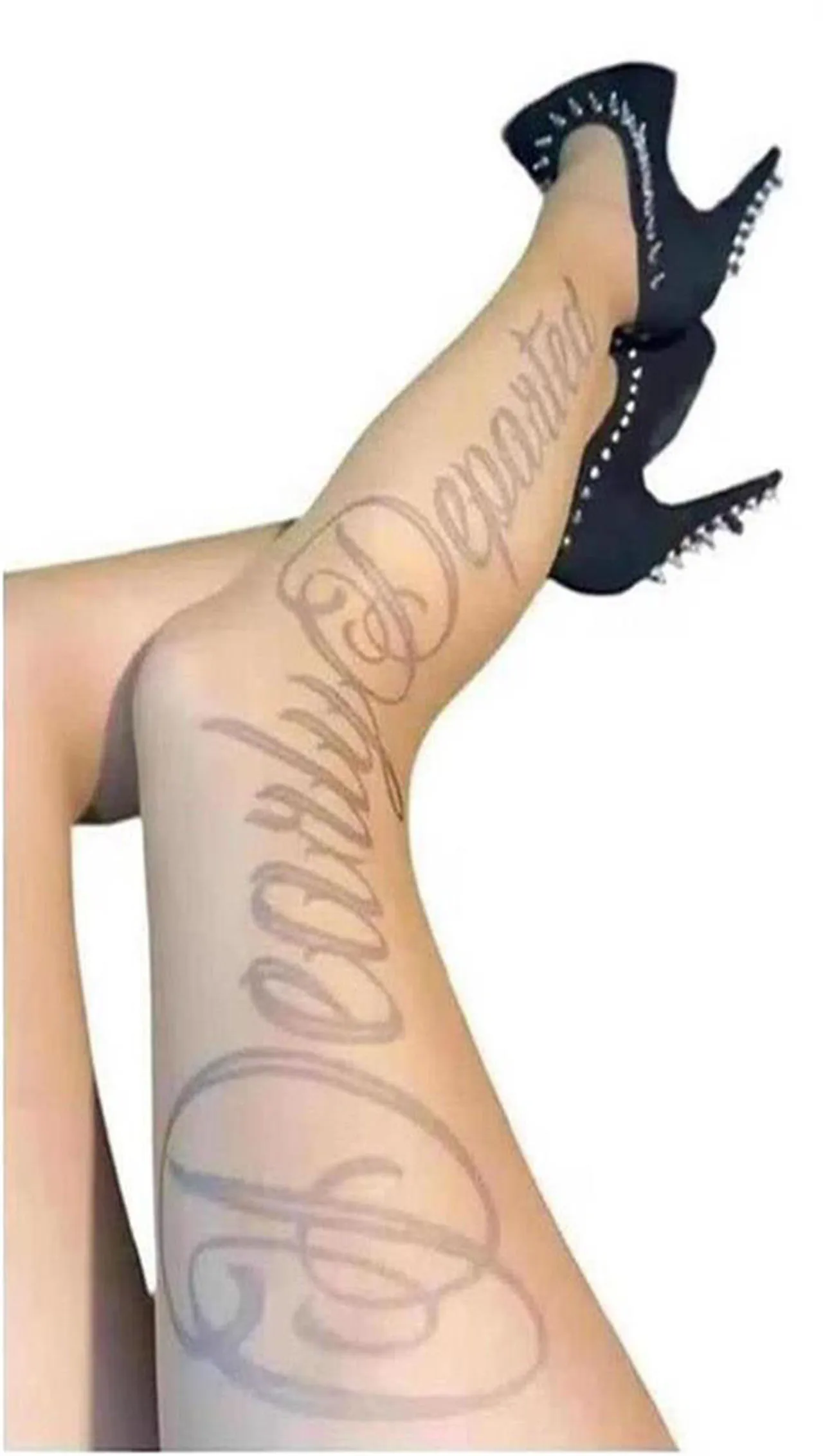 Spring Summer Punk women's letter flesh-colored printed stockings JK Harajuku casual sexy Y2K cosplay penetration sexy socks