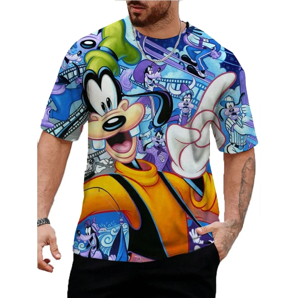 Disney Summer Men Women Fun Goofy T-shirt Cartoon 3D Printed Tops Tees Male Fashion Short Sleeve Clothing Casual Streetwear