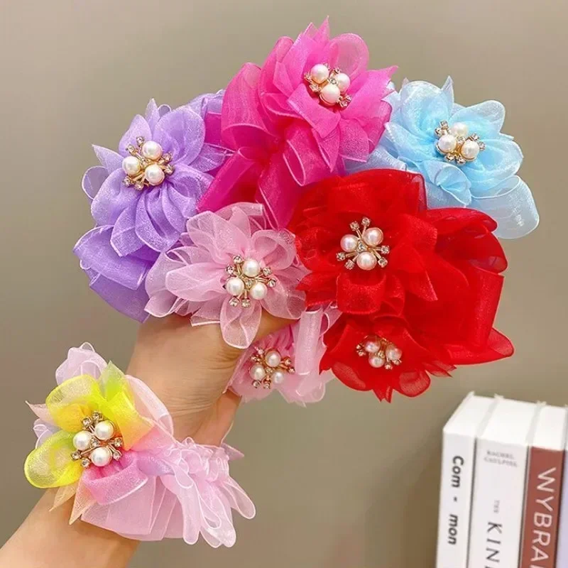 Little Girl Hair Ring Color Flower New Children Bun Cute Headwear Style Super Fairy    Elastic Bands for Children Girls 머리끈