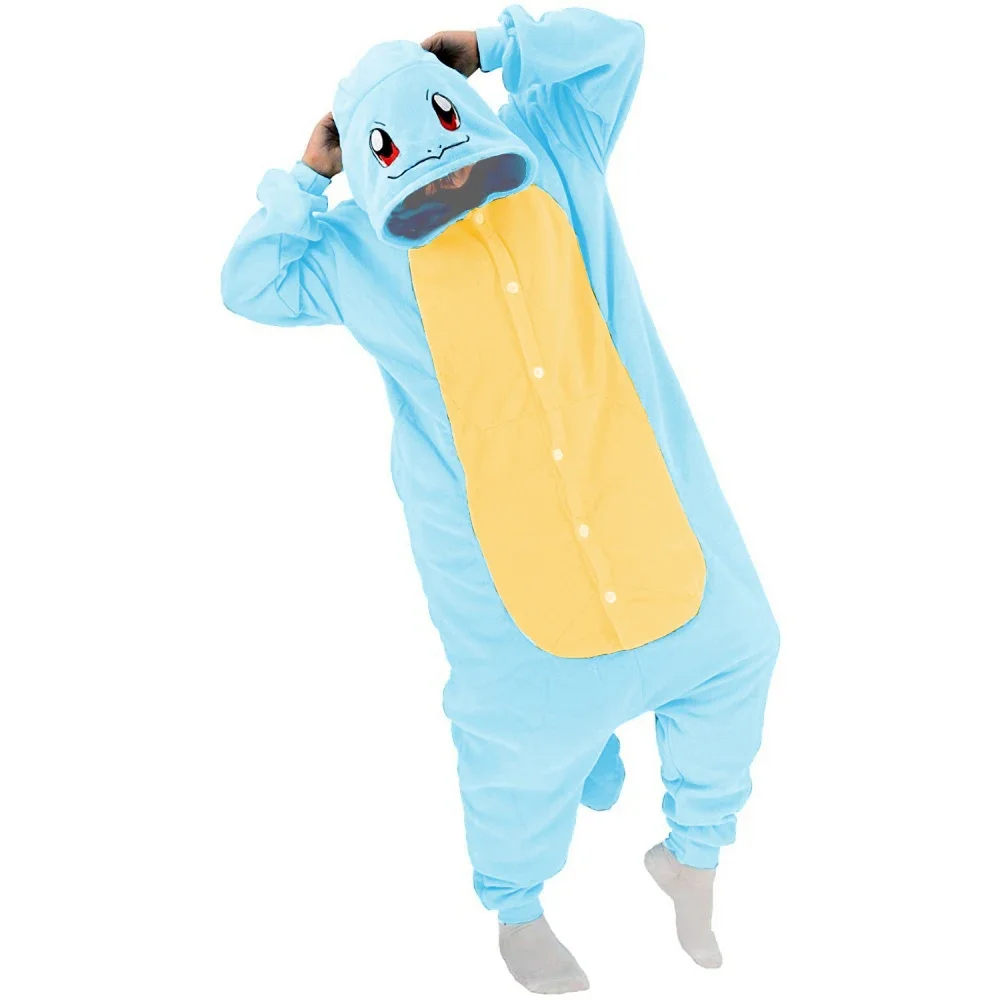 Squirtle Adult Onesies Kigurumi Anime Footed Pajamas Tortoise For Adult Cosplay Costume Halloween Christmas Homewear Outfit Gift