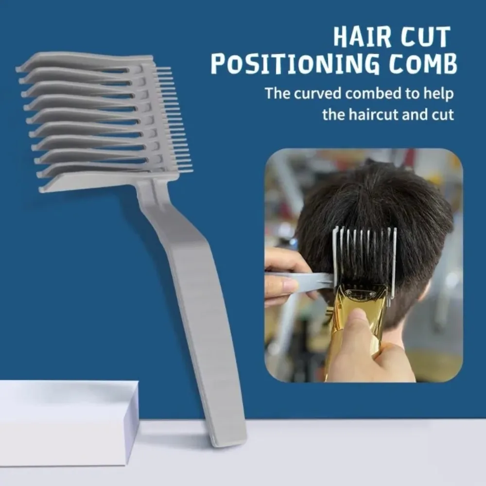 Curved Barber Comb Men's Curved Positioning Gradient Double Hair Clipper Flat Top Hairdressing Tool for Professional Barber Shop