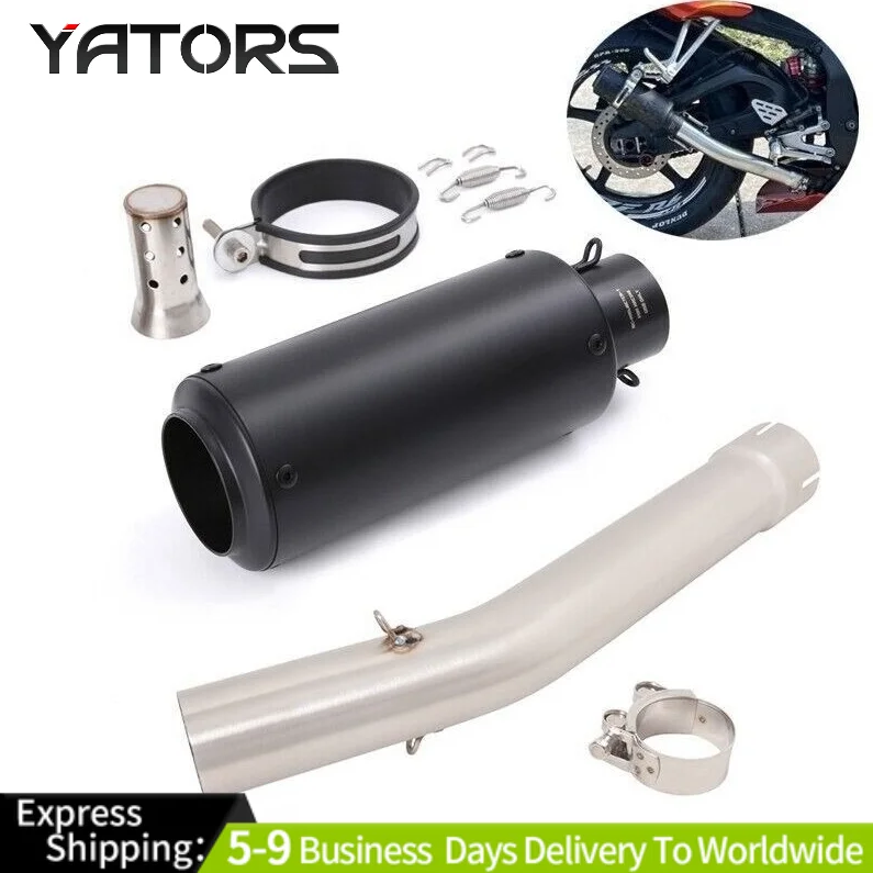 

For Yamaha YZF R6 1998-2005 Exhaust Mid Pipe Black Muffler Tips Slip on System Exhausts Pipes