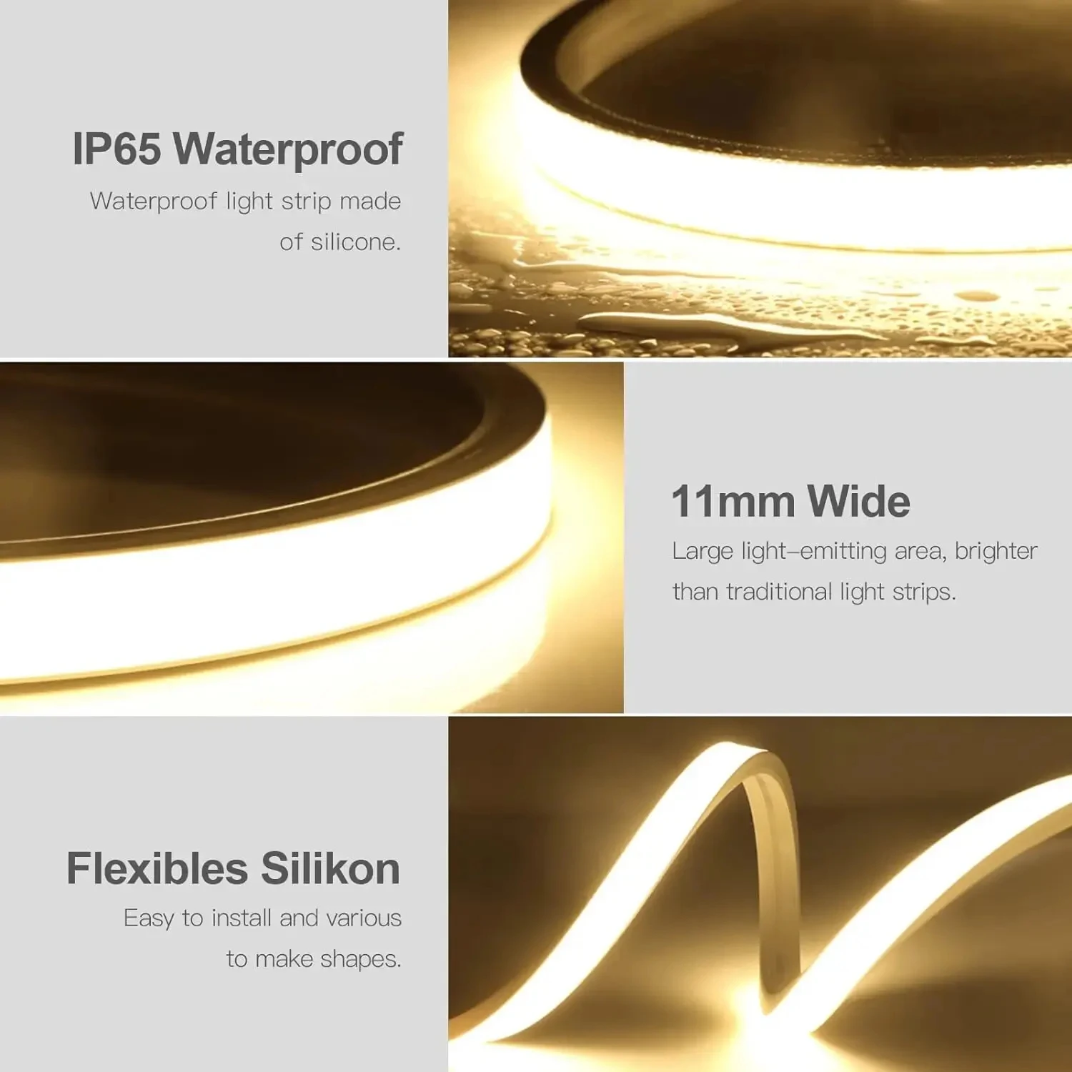 1m/2m/3m LED Lights Strip Waterproof 5V USB COB LED Strip Flexible Dimmable LED Strip Lights for Indoor and Outdoor Bedroom