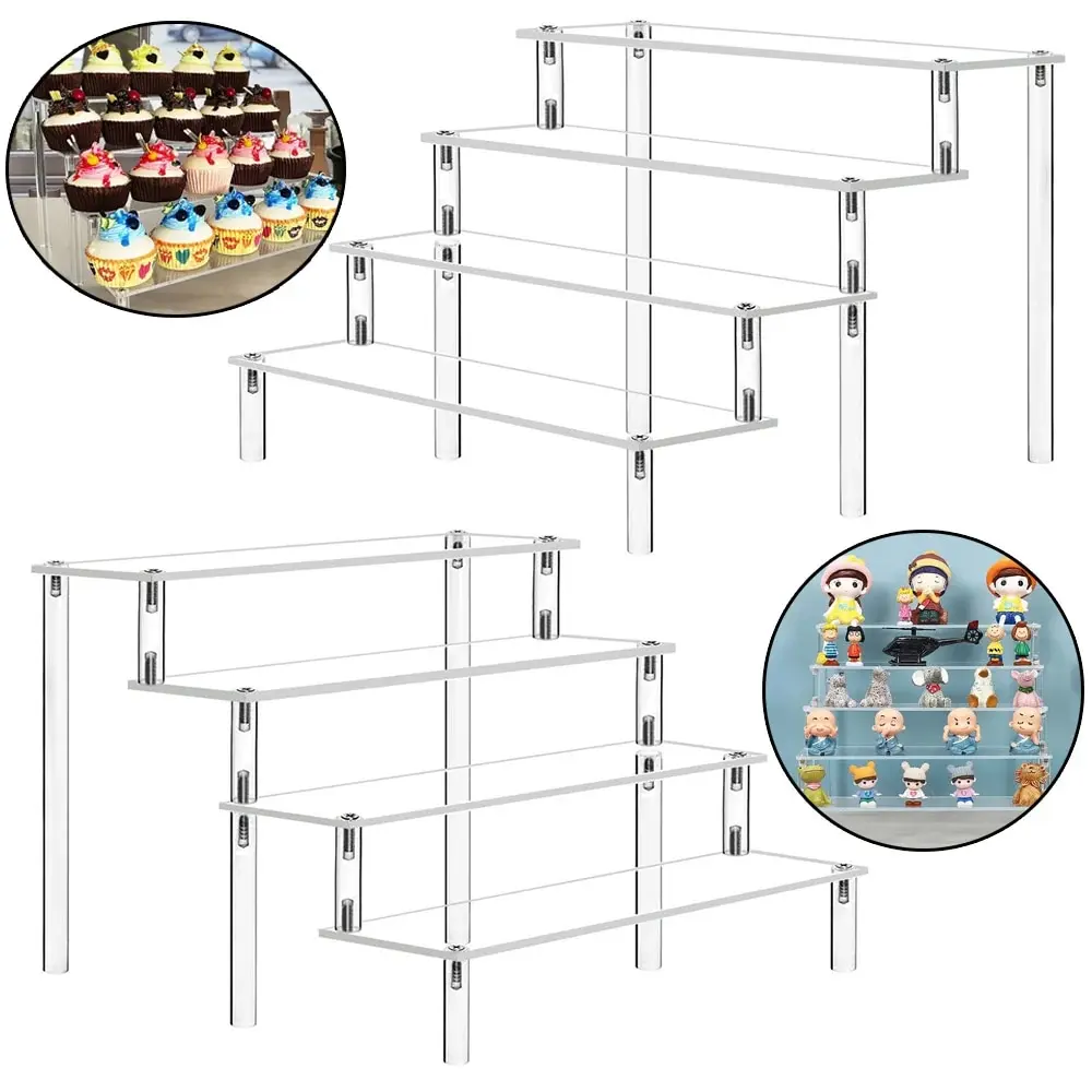 Acrylic Organizer 2-4 Layers Acrylic Display Rack Transparent Ladder Shelf Anime Car Perfume Food Storage Display Stand 1PC