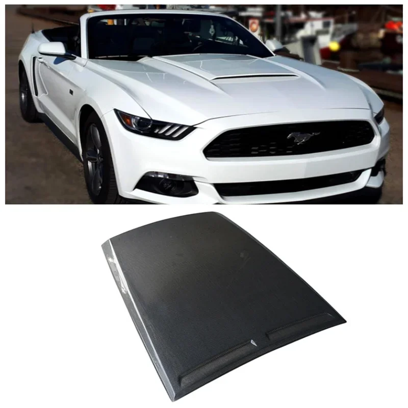 For Ford Mustang 2015 2016 2017 High Quality ABS Black & Carbon Fiber Front Bumper Engine Hood Vent Cover Decorative