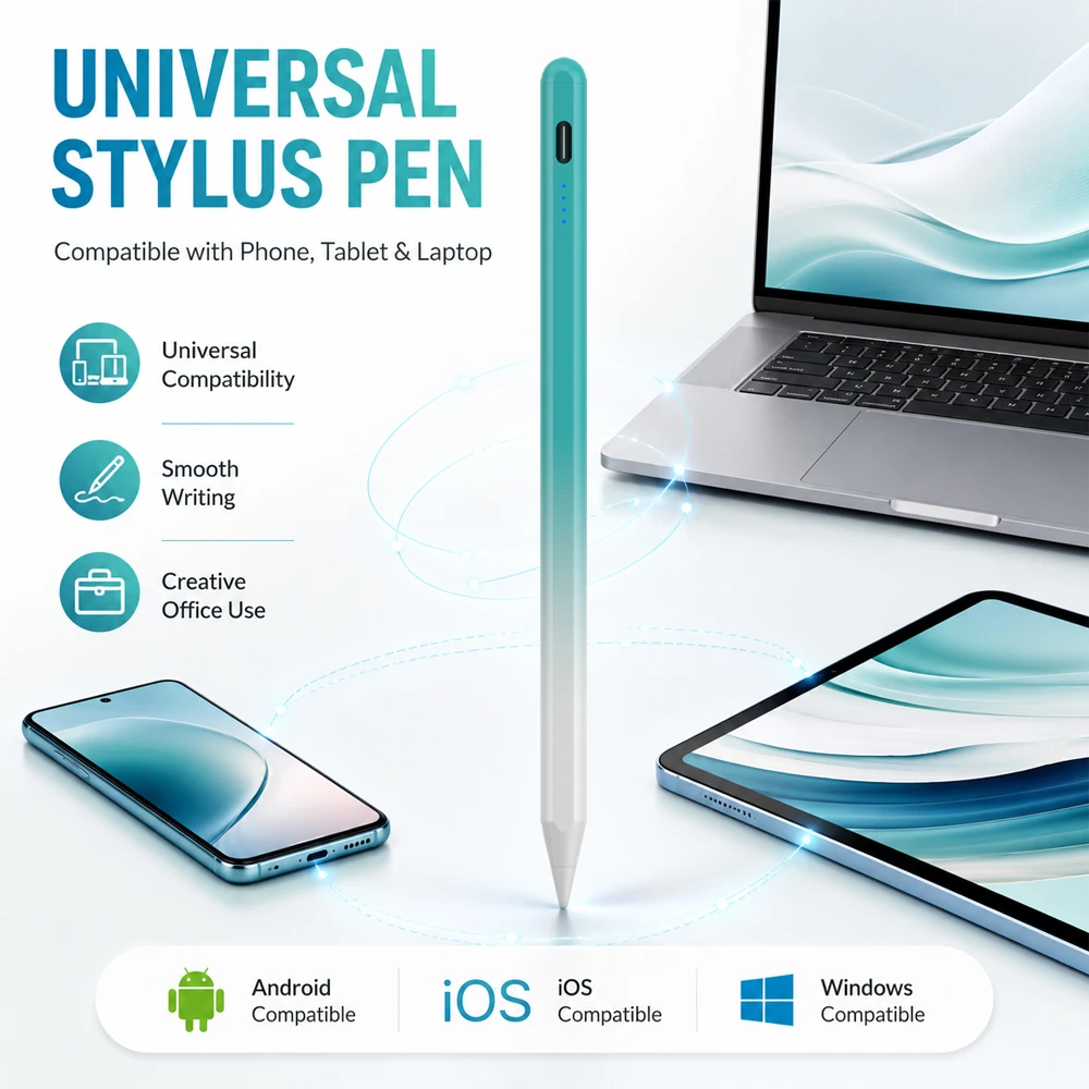 Universal Stylus Pen for Phone Tablet Laptop Capacitive Touch Screen Pencil Compatible Android iOS Windows Writing Drawing Offic