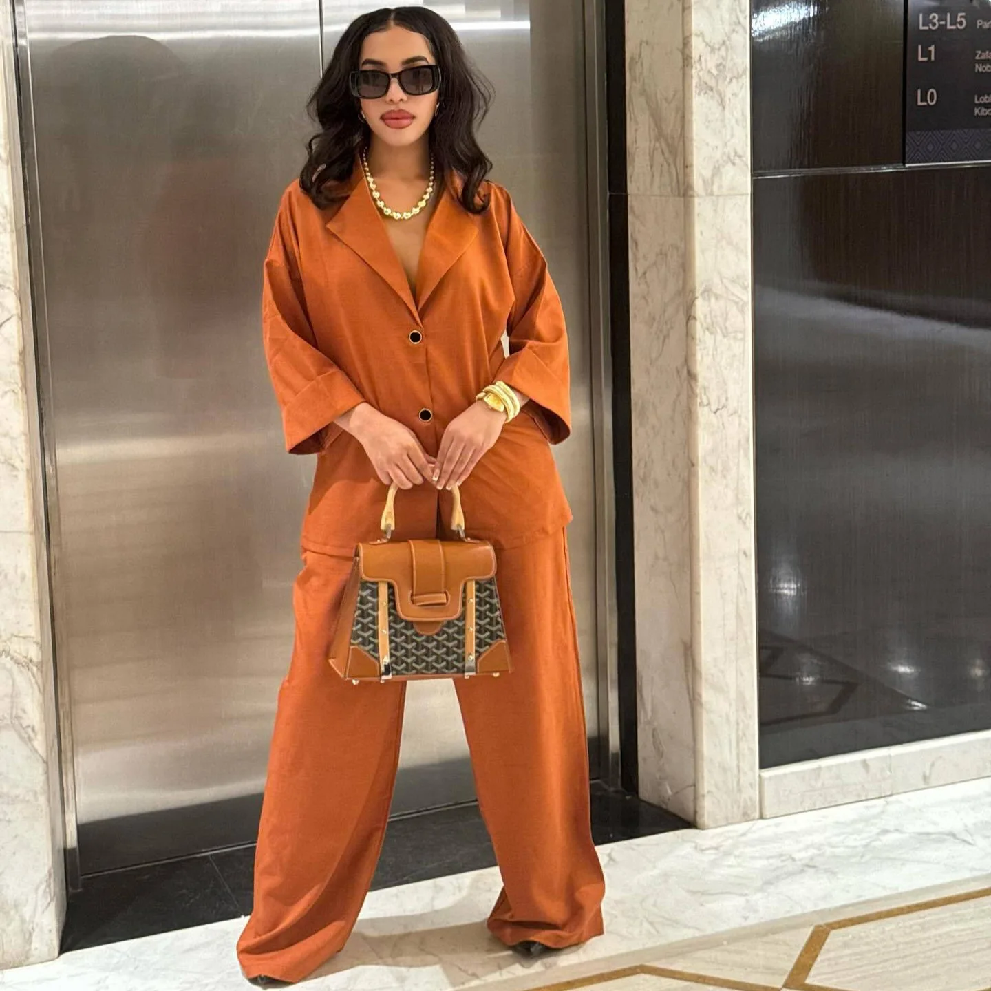 Women's Laps Loose Single-Breasted Shirt High Waist Straight Pants Two-Piece Casual Suit Women Ropa Para Mujer