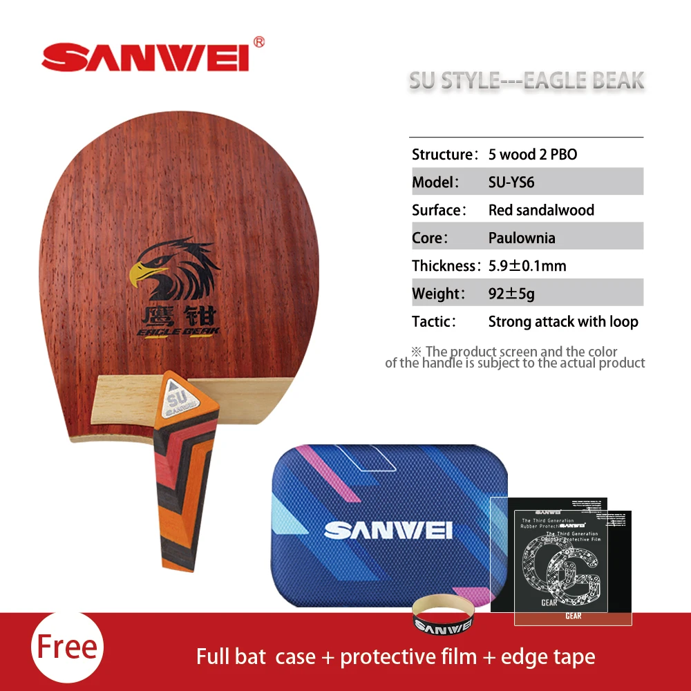 

Original SANWEI Table Tennis Blade Su Style Eagle Beak SU-YS6 Penhold Racket Ping Pong Blade Professional Paddles