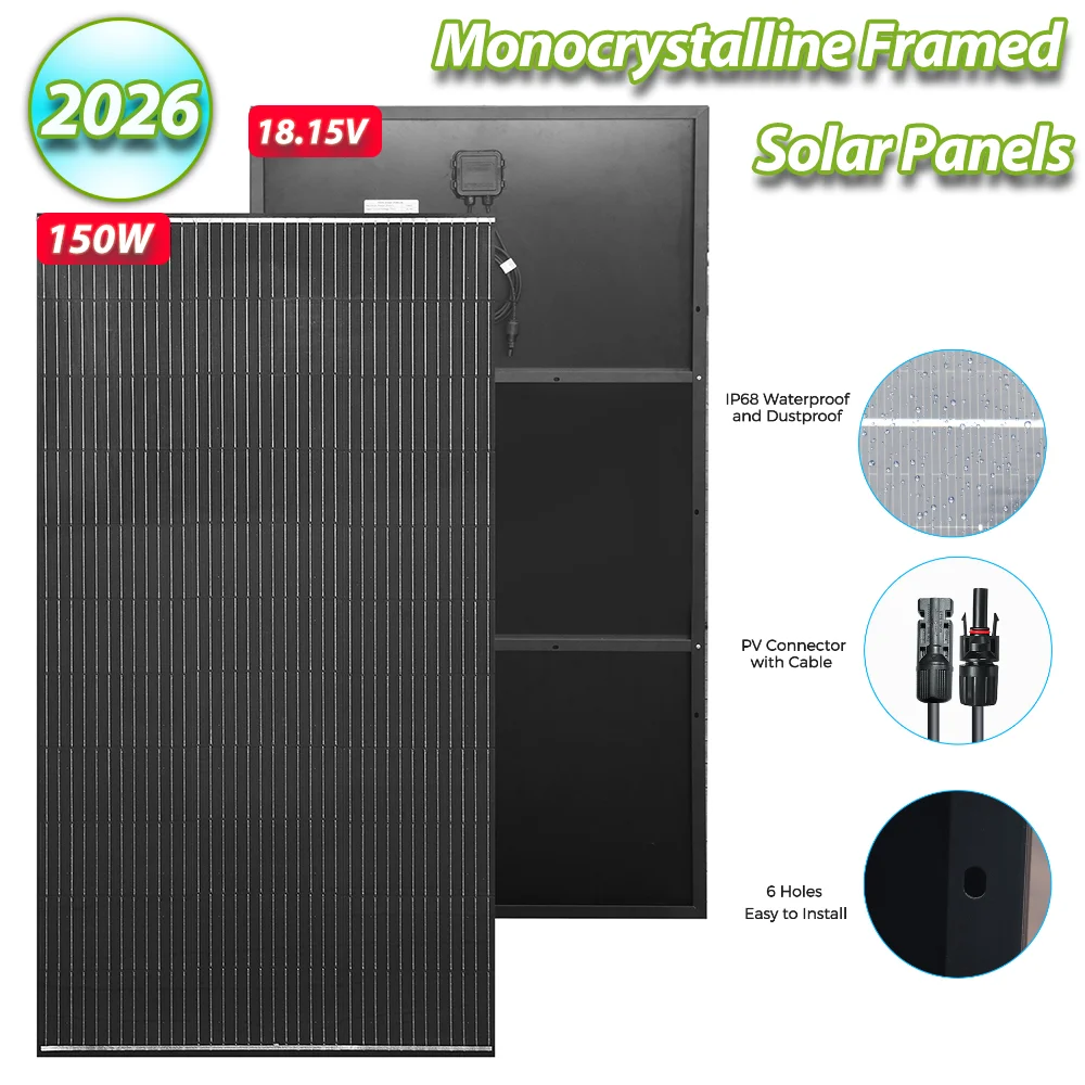 Solar Panel 300W 240W Monocrystalline Framed Flexible Solar Panel for 12V Systems Heavy-Duty for RV Marine Off-Grid